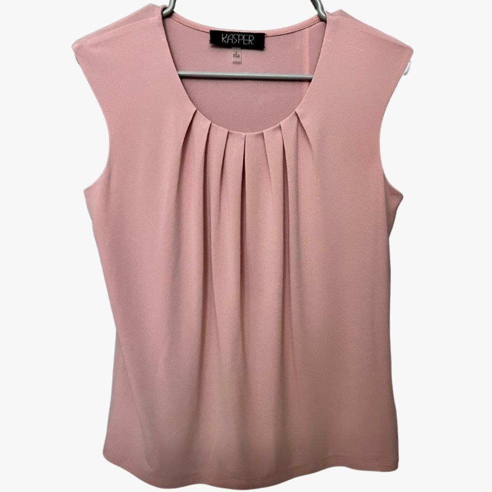 Kasper Blush Pink Pleated Sleeveless Top Barbiecore Size S